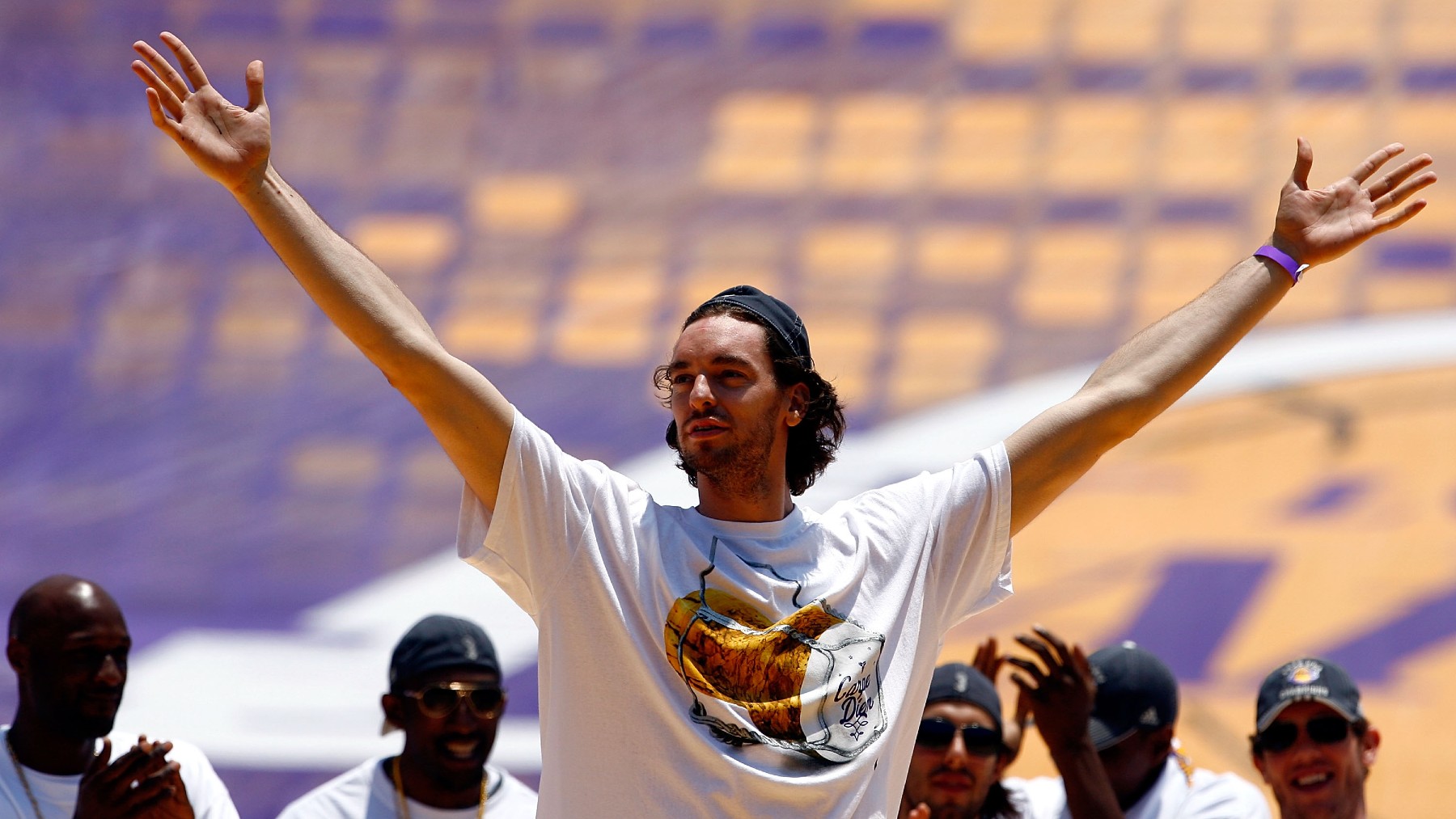 Pau Gasol, en la celebración del título NBA de los Lakers en 2009. (Getty)