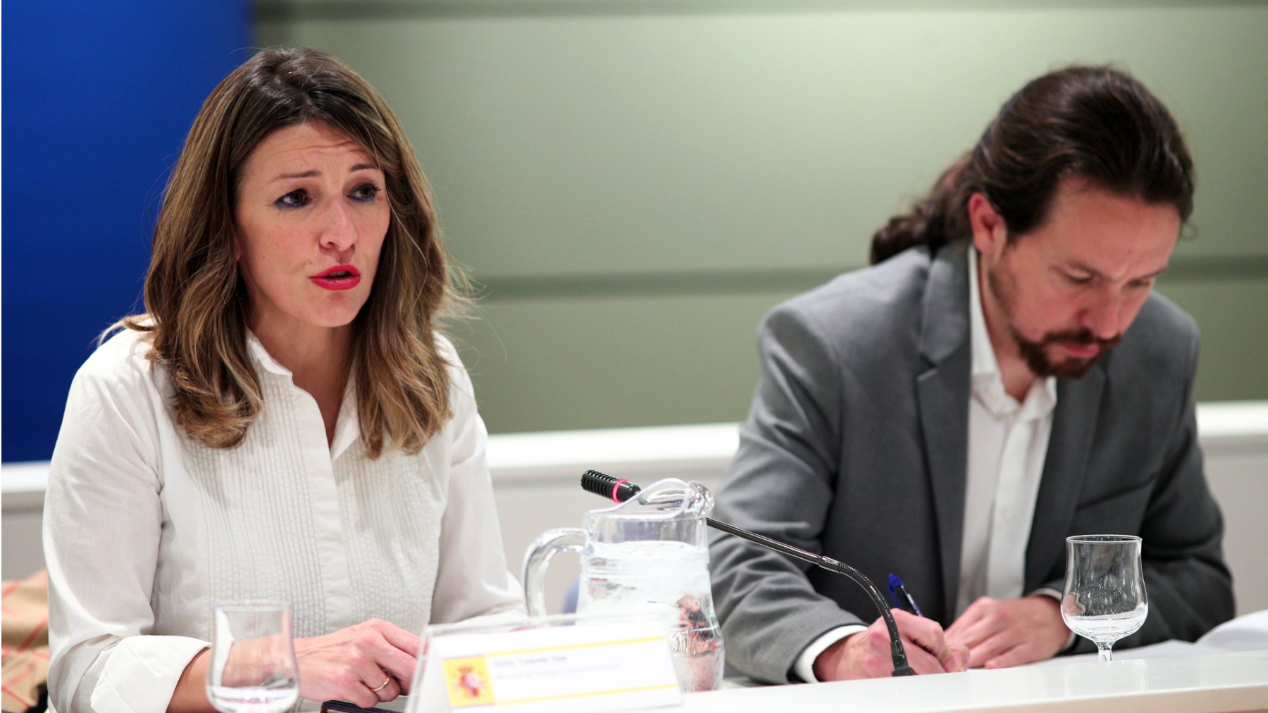 Yolanda Díaz y Pablo Iglesias. (Foto: EP)