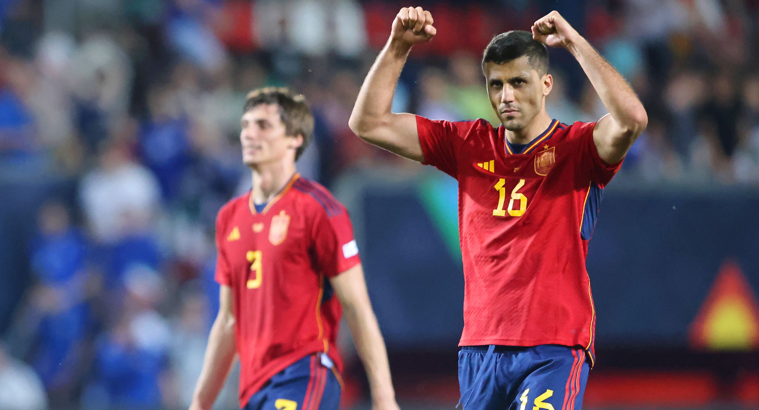 Rodrigo celebra la victoria de España. (Getty)