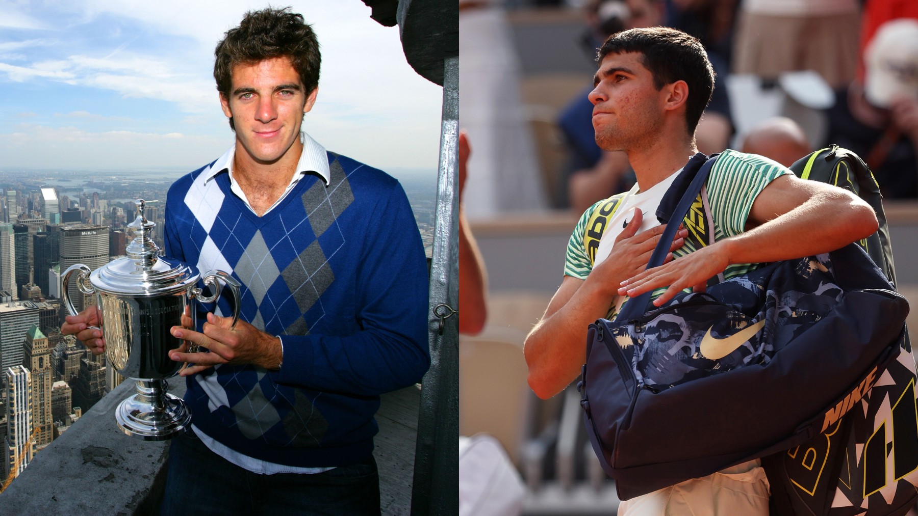 Del Potro y Carlos Alcaraz. (Getty)