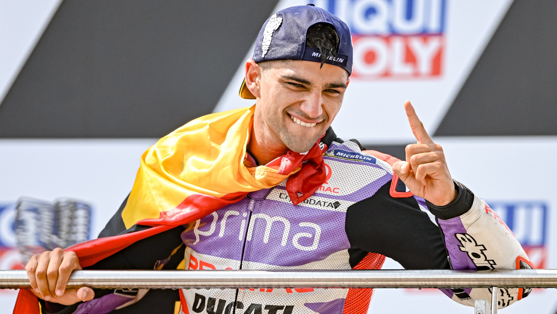 Jorge Martín celebra su victoria en el Gran Premio de Alemania de MotoGP. (EFE)