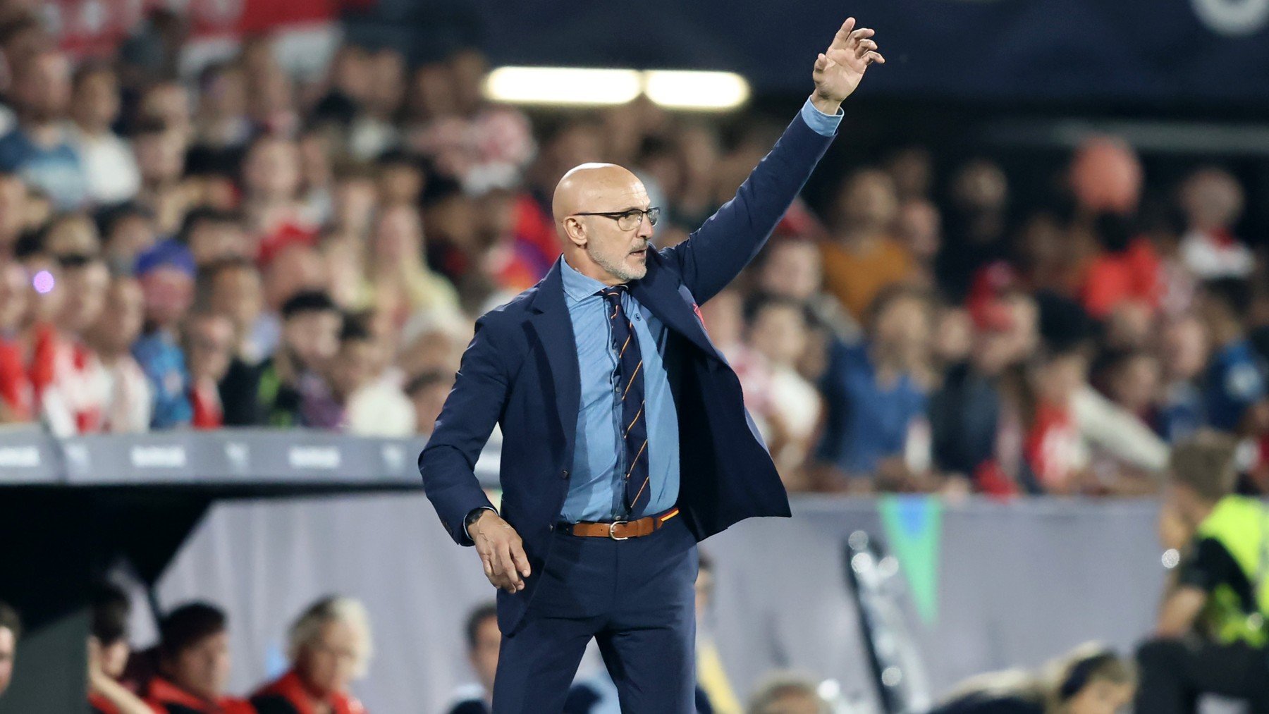 Luis de la Fuente, durante un partido de España. (Getty)