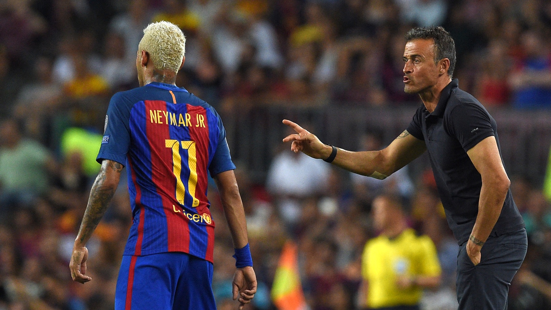 Neymar y Luis Enrique, en su etapa en el Barcelona. (AFP)