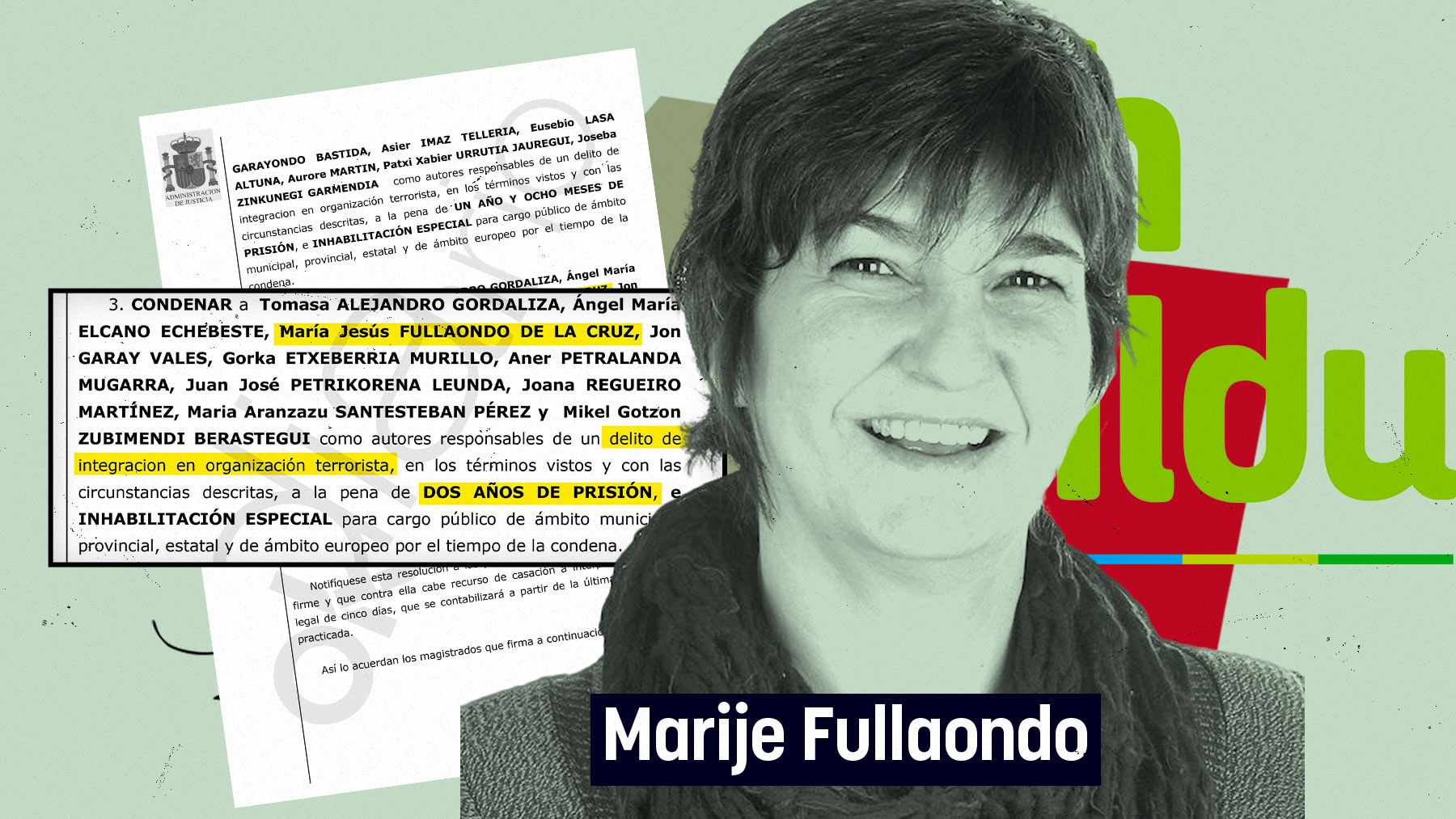Marije Fullaondo, candidata de Bildu condenada por pertenecer a ETA.