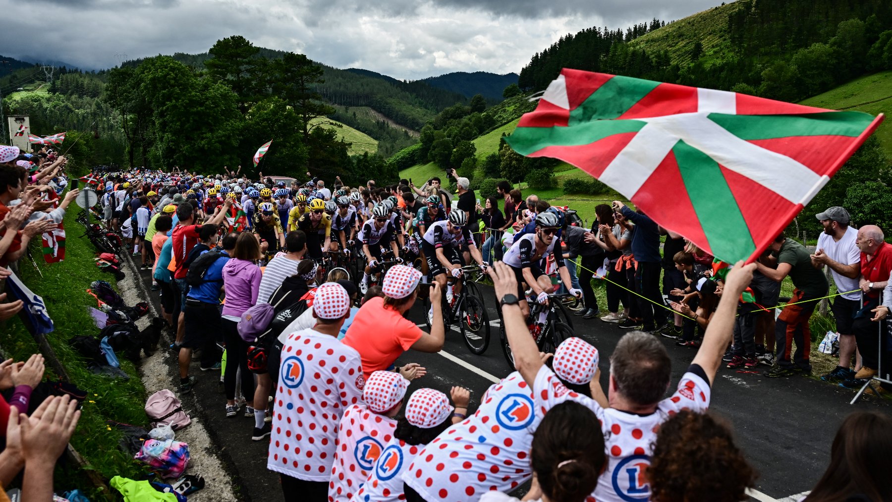 El pelotón del Tour de Francia, a su paso por el País Vasco. (AFP)