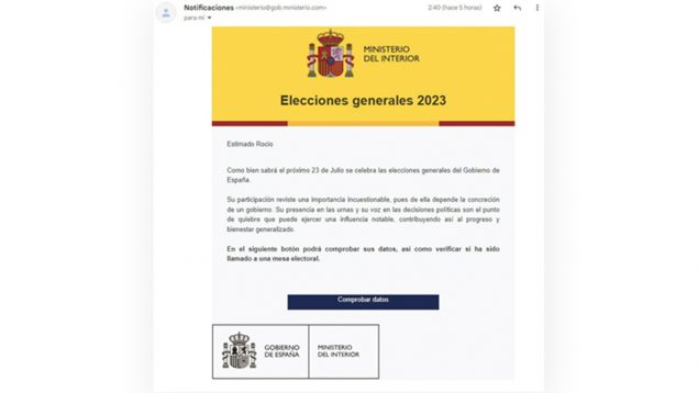 Mensaje estafa elecciones generales