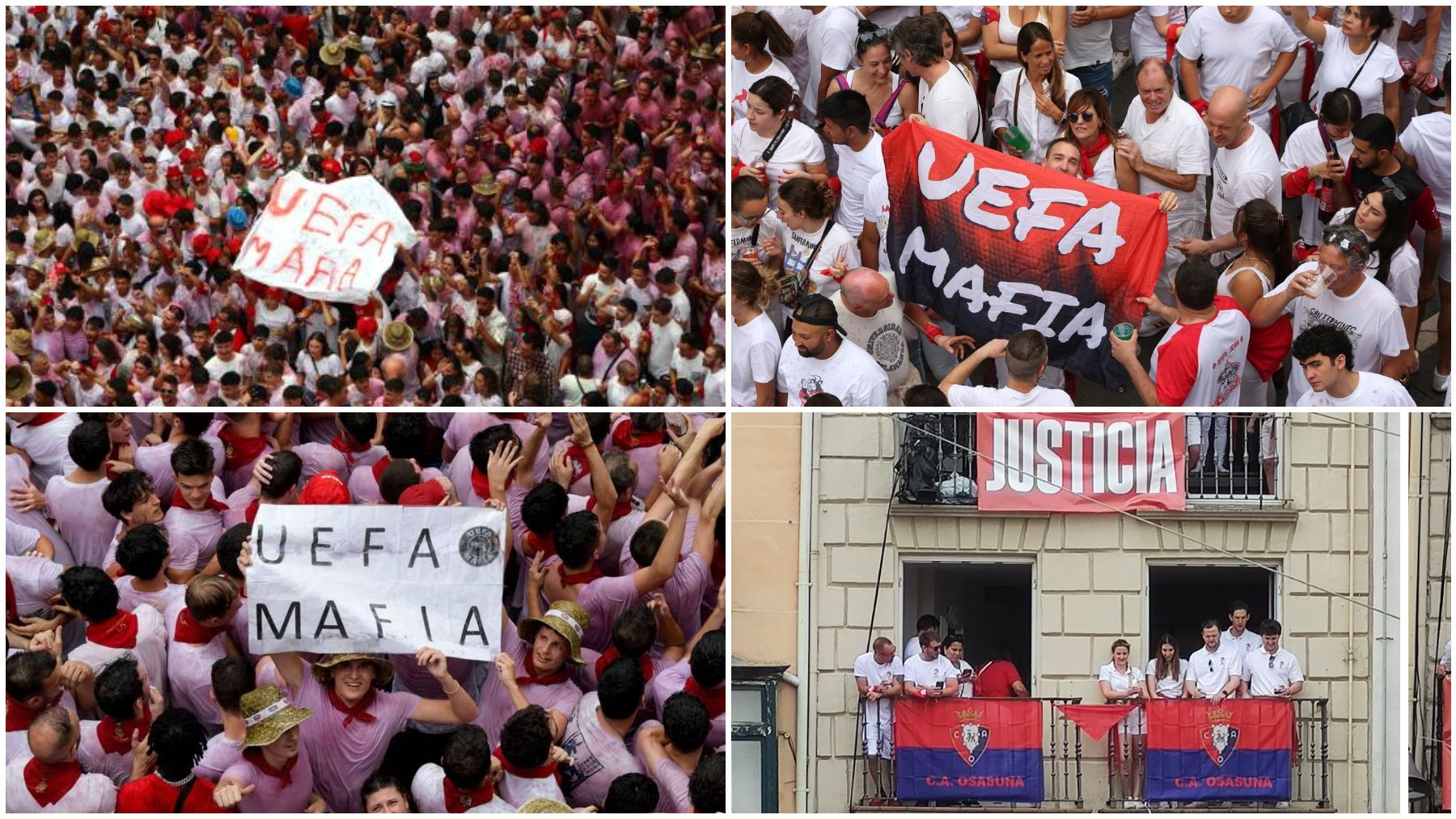 Pamplona se llena de pancartas y cánticos contra la UEFA en el ‘chupinazo’ de San Fermín