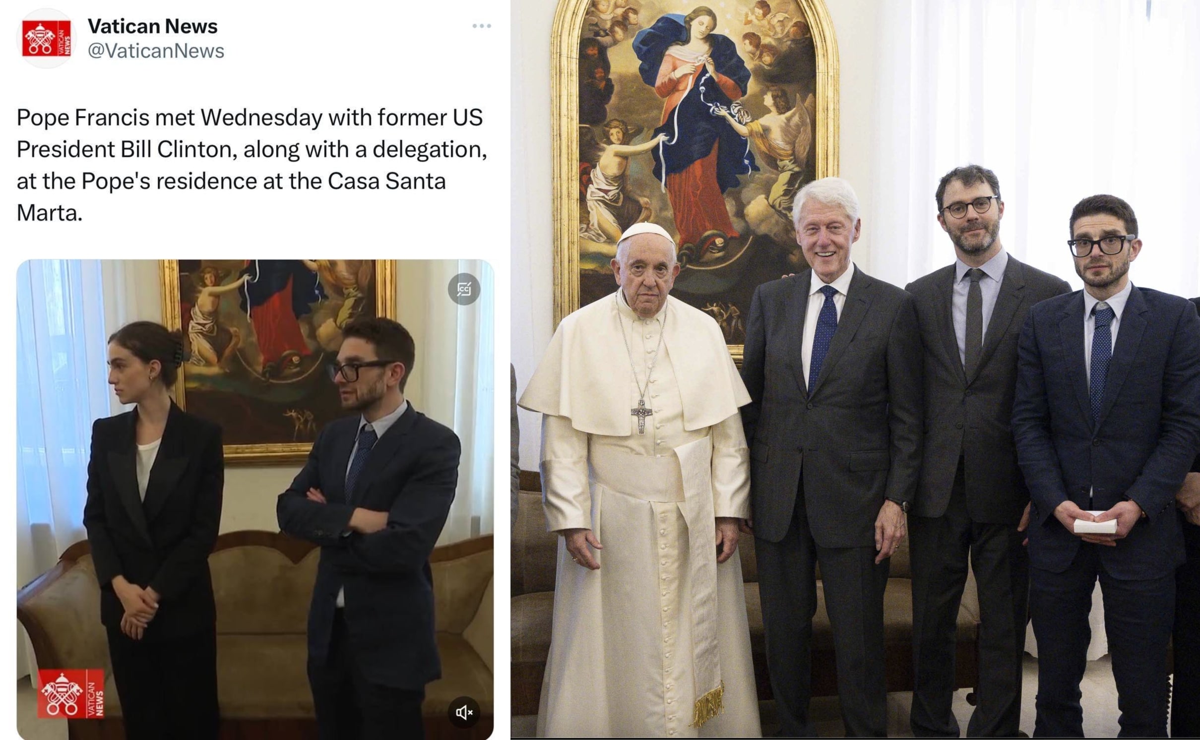 Alex Soros fue recibido por el Papa Francisco en compañía de Bill Clinton
