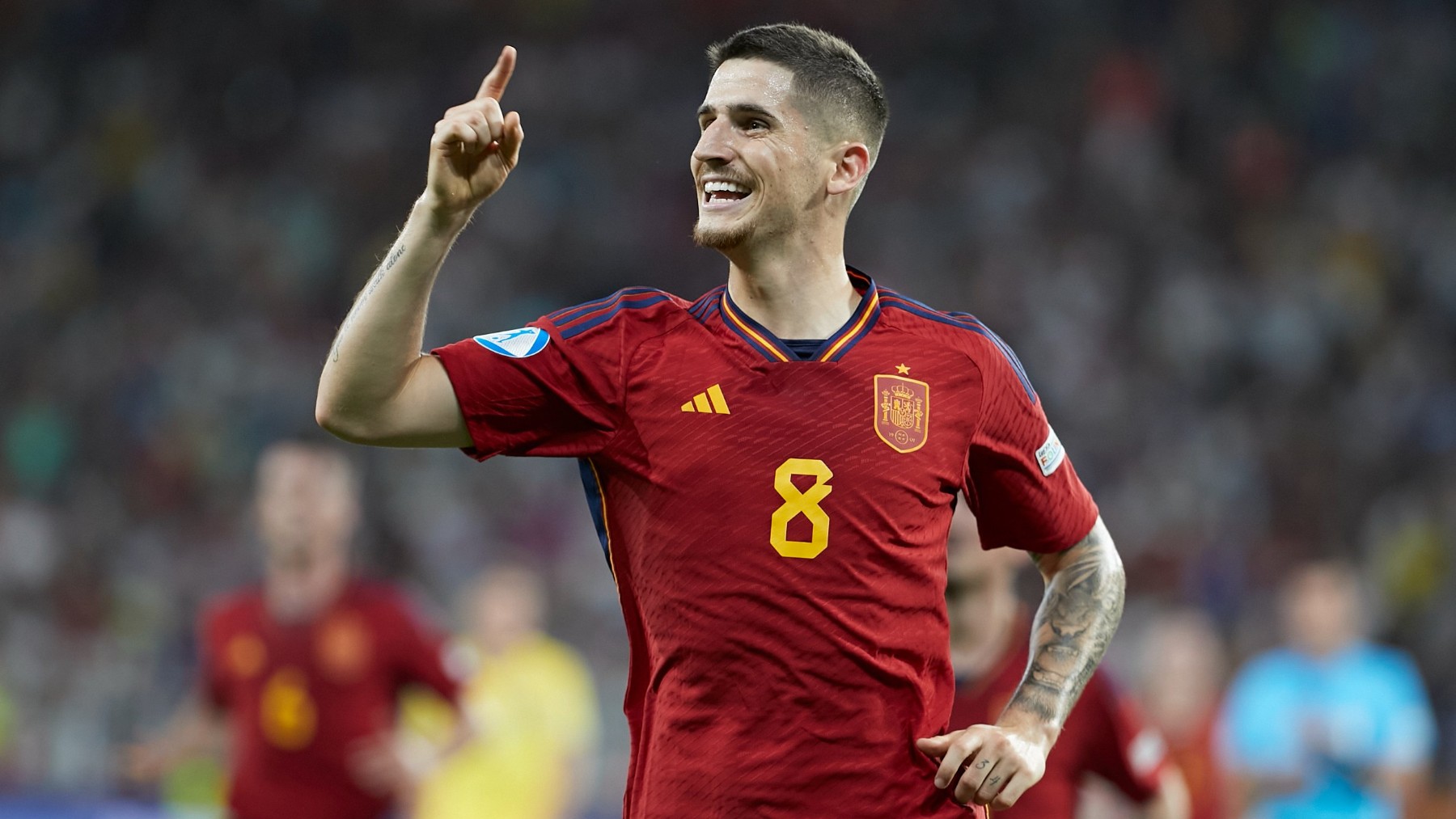 Sancet celebra un gol con España (RFEF)