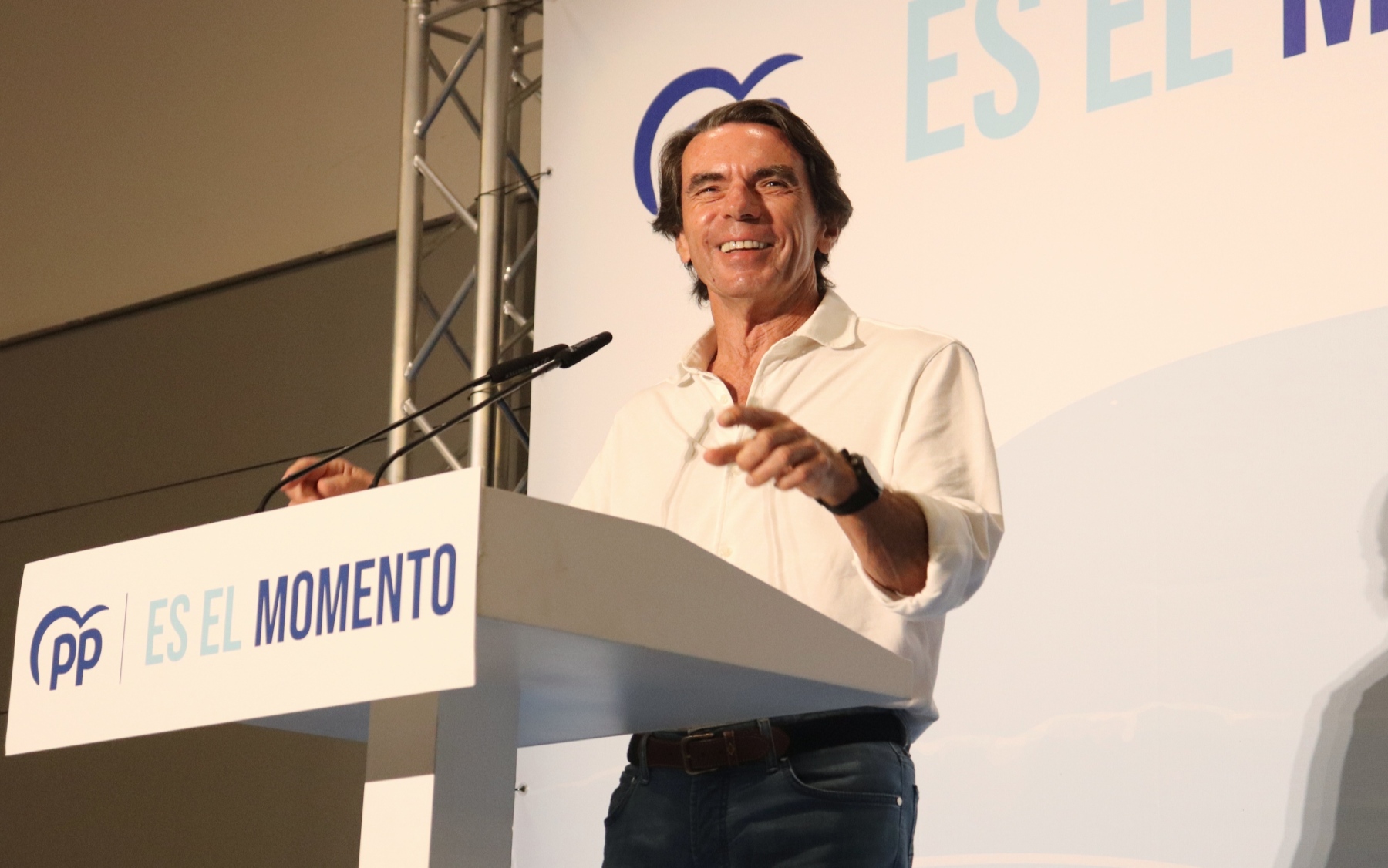 José María Aznar, durante un acto electoral del PP en Málaga.