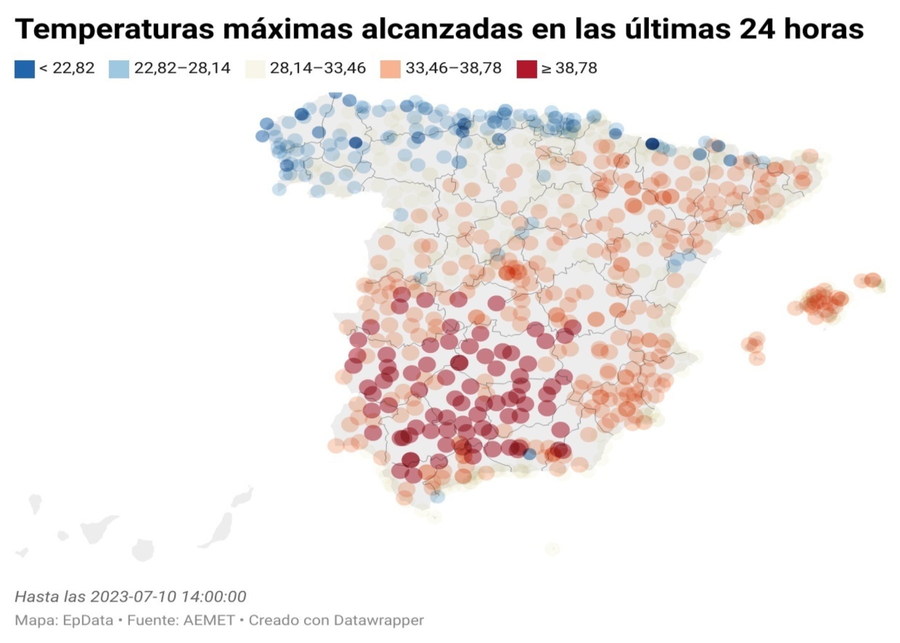 Gráfico temperaturas en España.