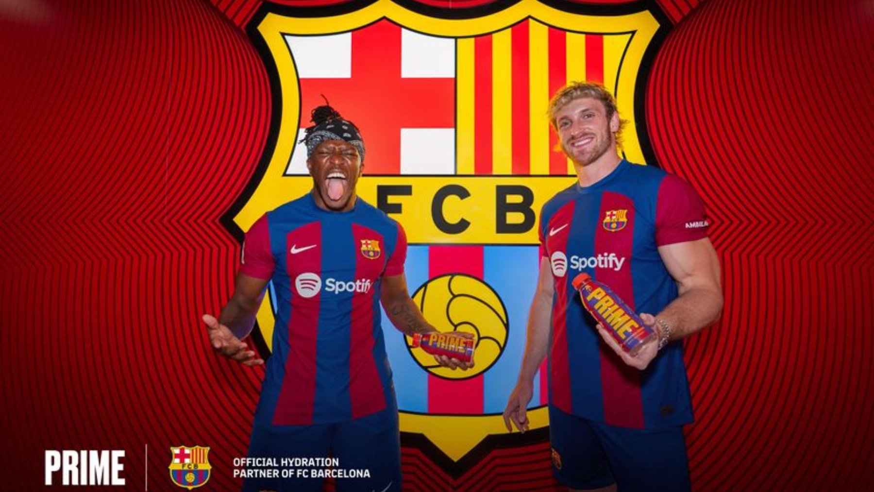 La empresa de bebidas PRIME, en su anuncio como patrocionador del Barça.