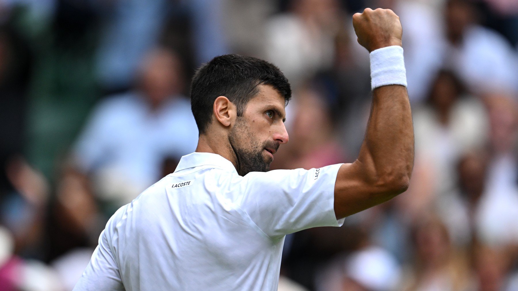 Djokovic celebra un punto en su partido ante Rublev. (Getty)