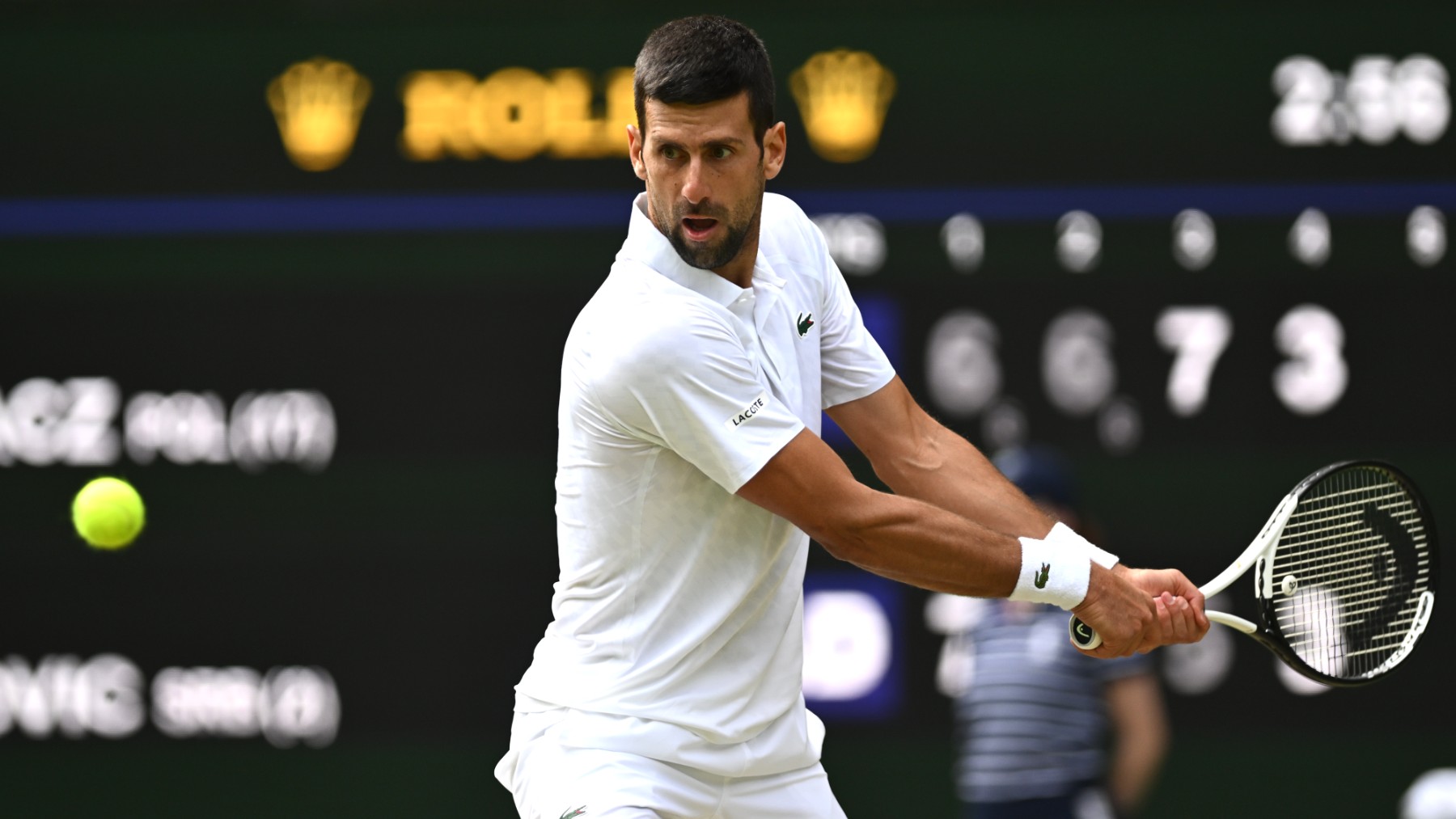 Novak Djokovic, durante un partido en Wimbledon 2023. (Getty)