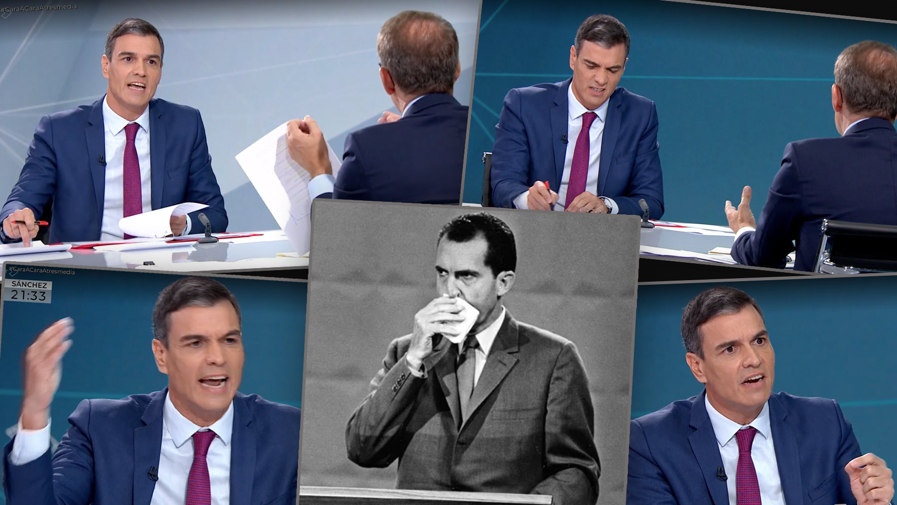 La maldición del sudor en los debates que condenó a Nixon hunde a un colérico Sánchez