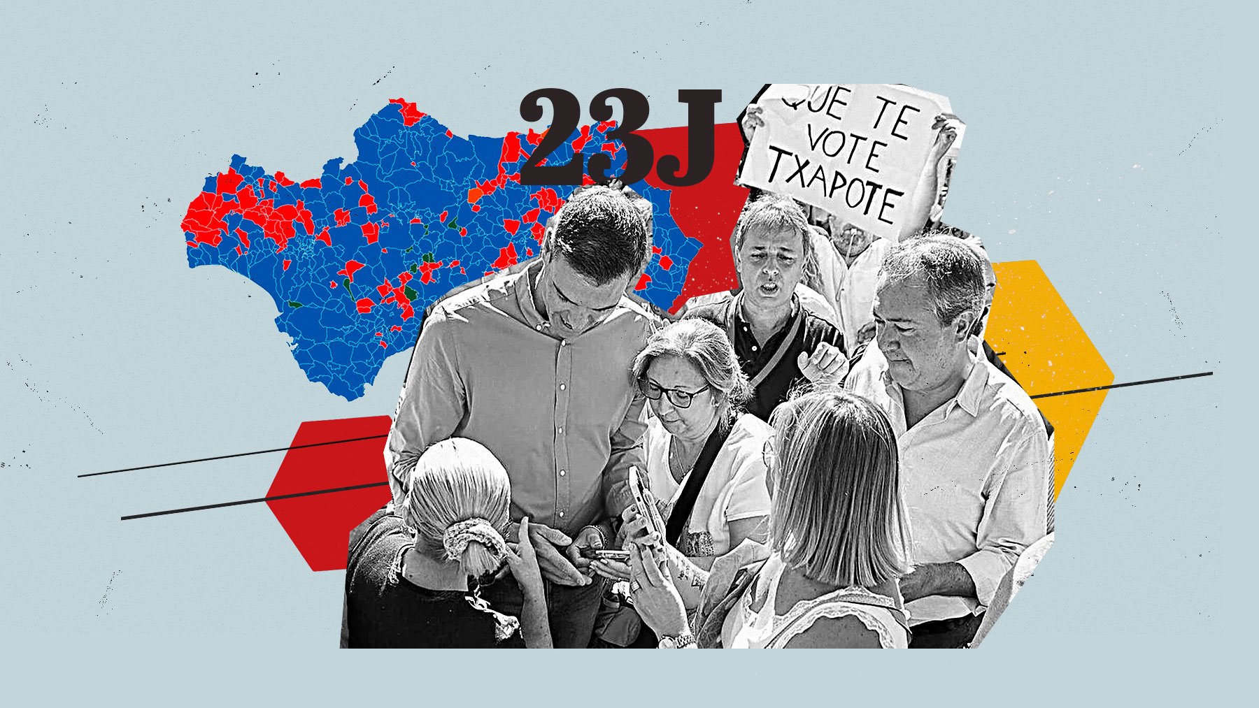 Pedro Sánchez y el célebre cartel de ‘Que te vote Txapote’.