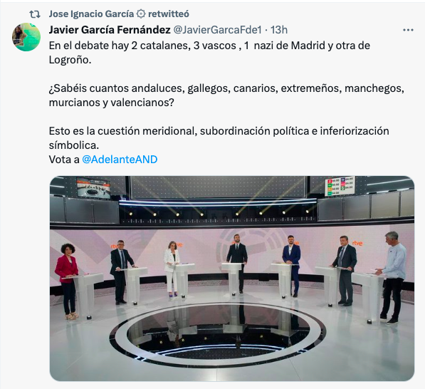 Captura de un tuit compartido por José Ignacio García.