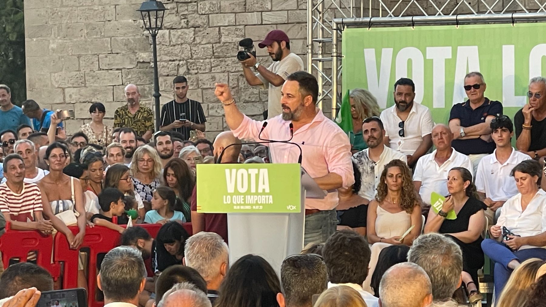 El líder de Vox, Santiago Abascal, en un mitin en Palma.