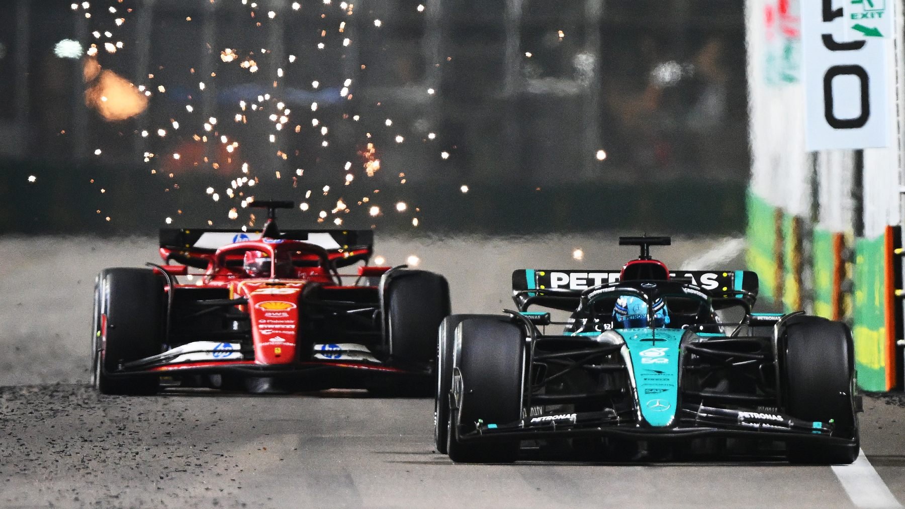 Dos pilotos, en una carrera del Mundial de F1. (Getty)