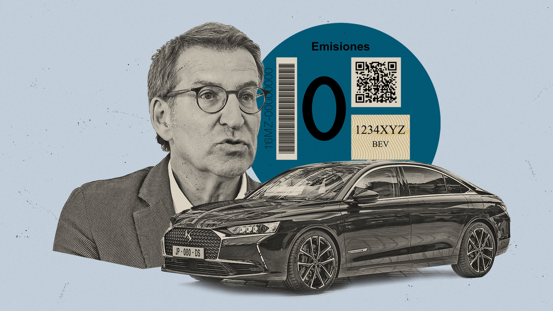 Alberto Núñez Feijóo es el único candidato con coche etiqueta CERO