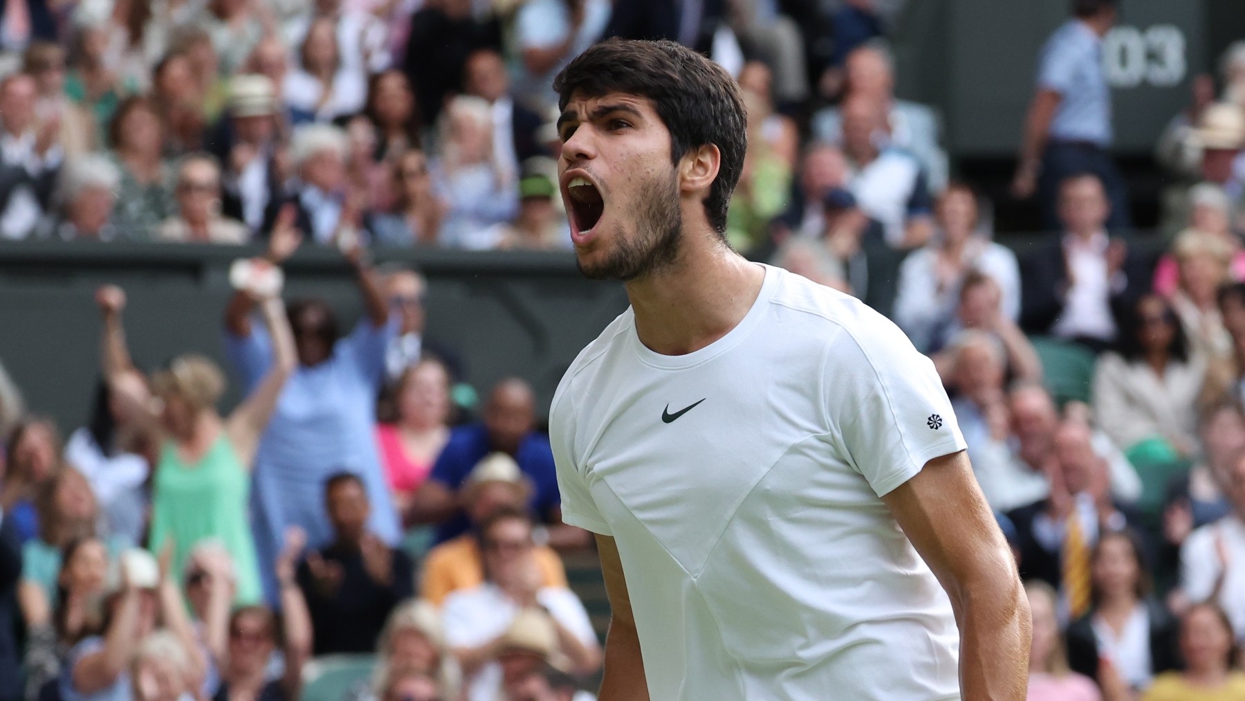 Carlos Alcaraz, en la final de Wimbledon. (EFE)