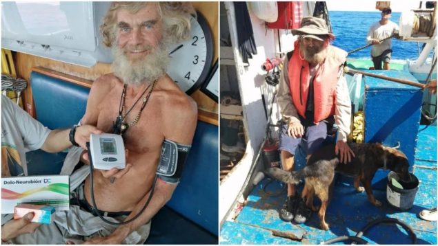Un náufrago y su perro rescatados después de estar a la deriva durante tres meses por el océano pacífico