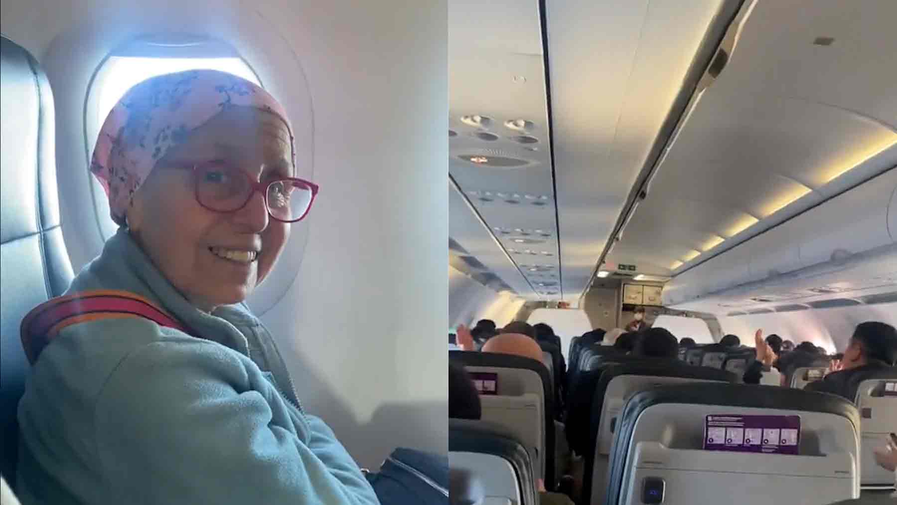 La emotiva felicitación de un piloto a una pasajera por superar el cáncer: «Ha ganado una dura batalla»