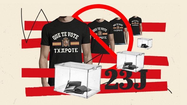 La Junta Electoral prohíbe acudir a votar con camisetas con el lema «¡Que te vote Txapote!»