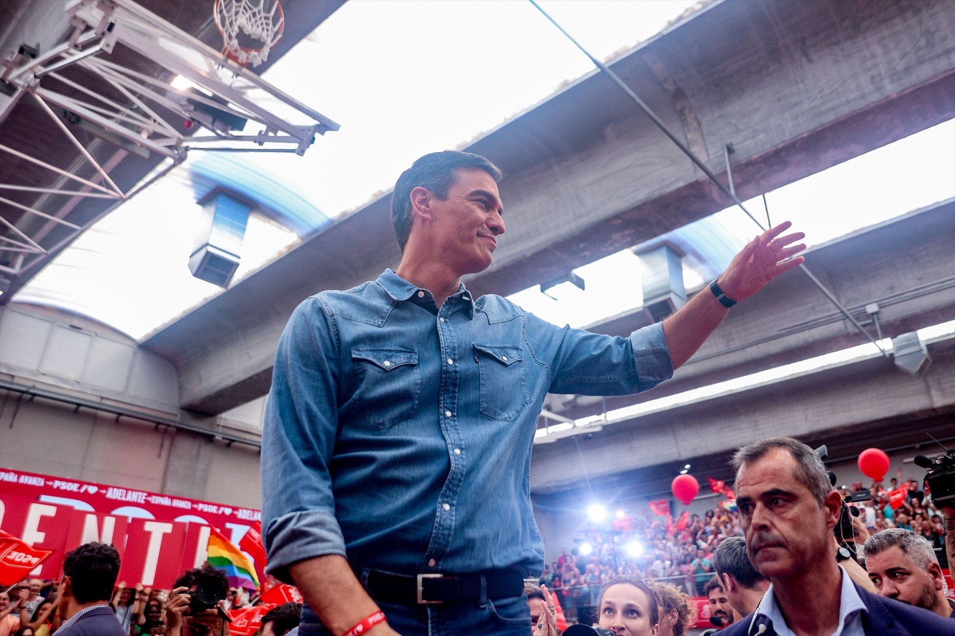 Sánchez, este viernes, durante el mitin final de campaña celebrado en Getafe.