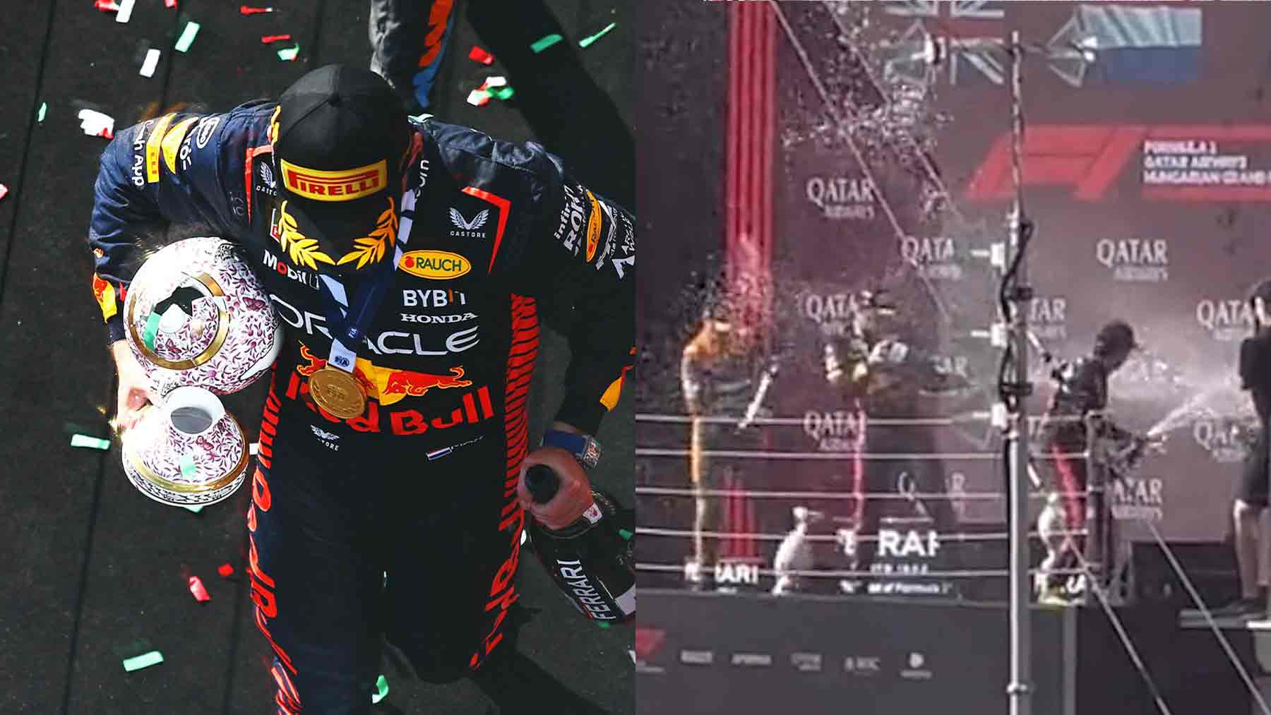 Norris destroza el trofeo de Verstappen como ganador del Gran Premio de Hungría