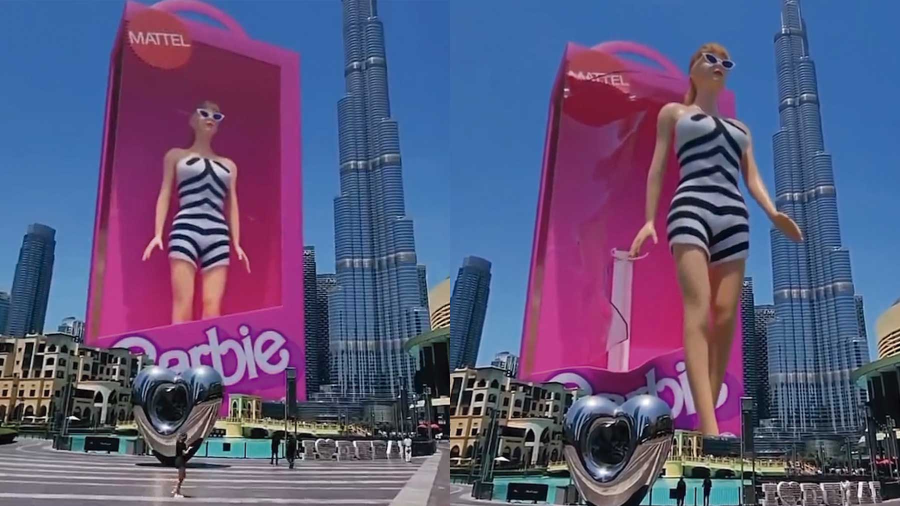 Una Barbie gigante camina por Dubai: así es el impresionante anuncio 3D de la muñeca