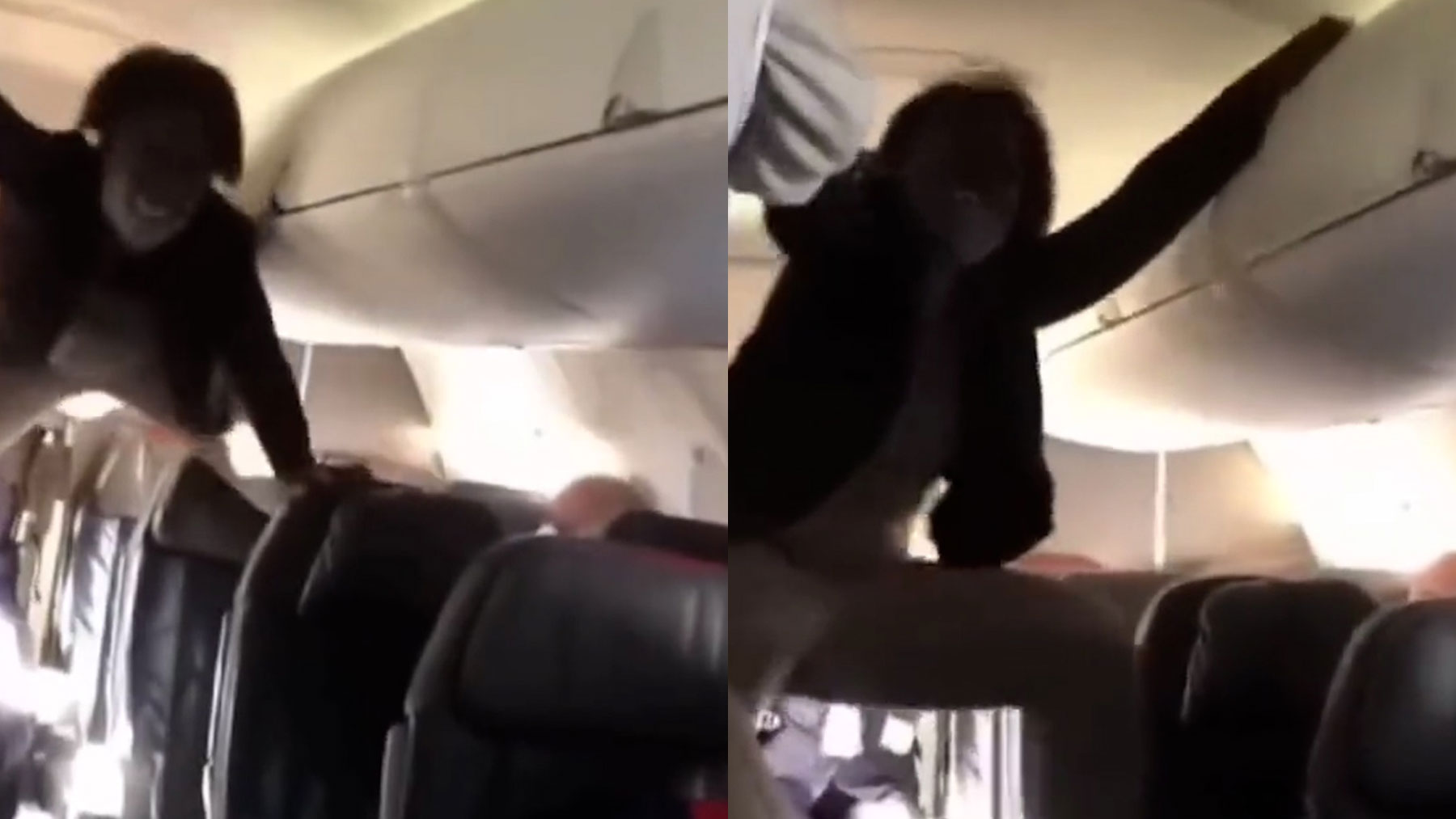 Una mujer se altera en un avión