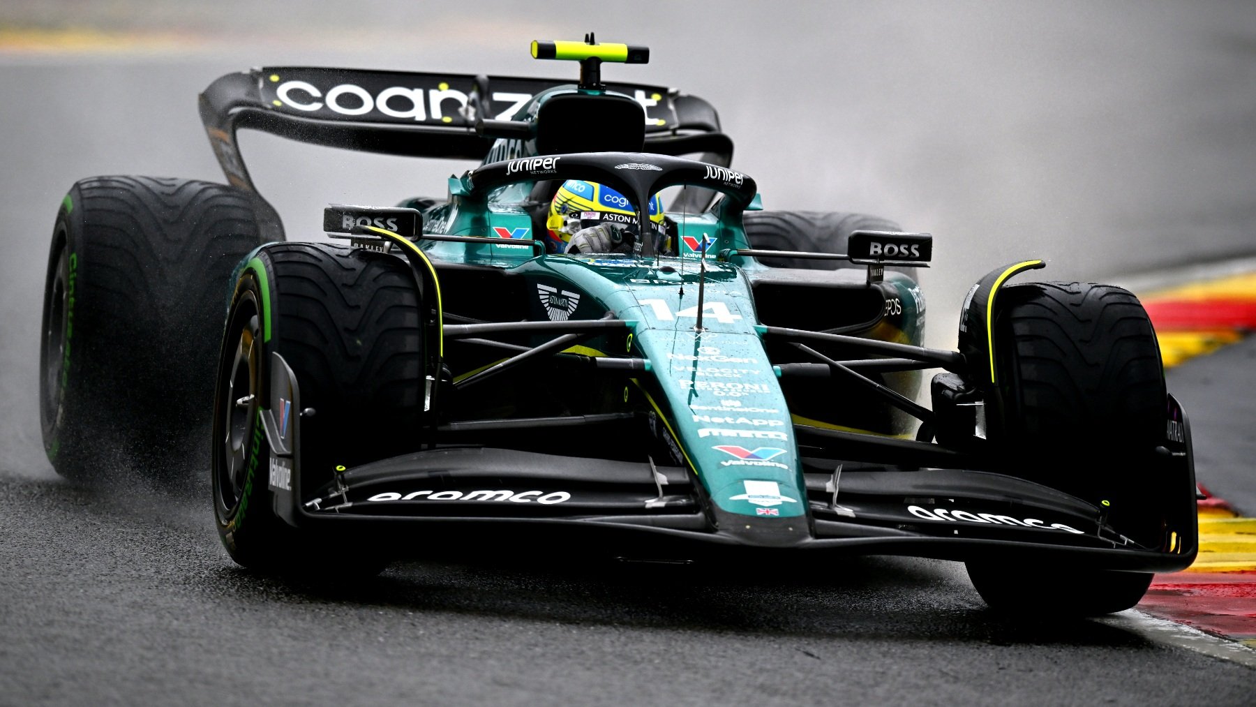 Fernando Alonso en la calificación del GP de Bélgica. (Getty)