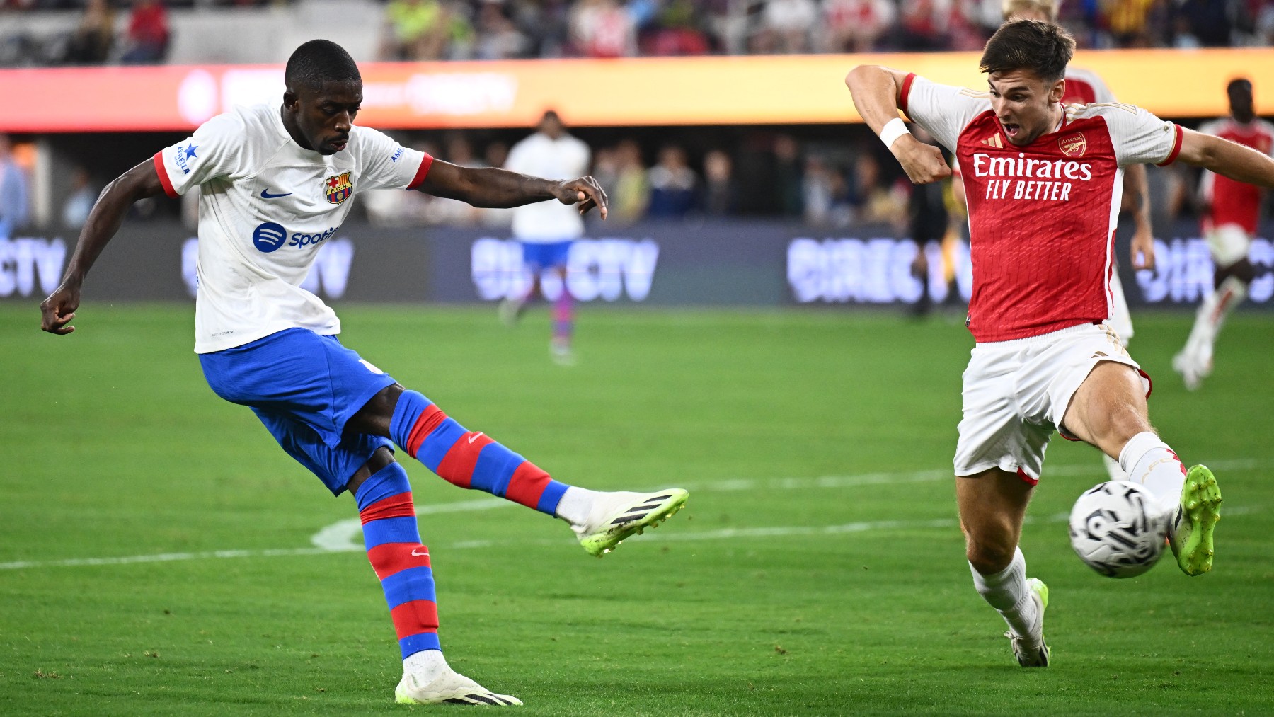 Ousmane Dembélé, durante el Barça-Arsenal. (AFP)