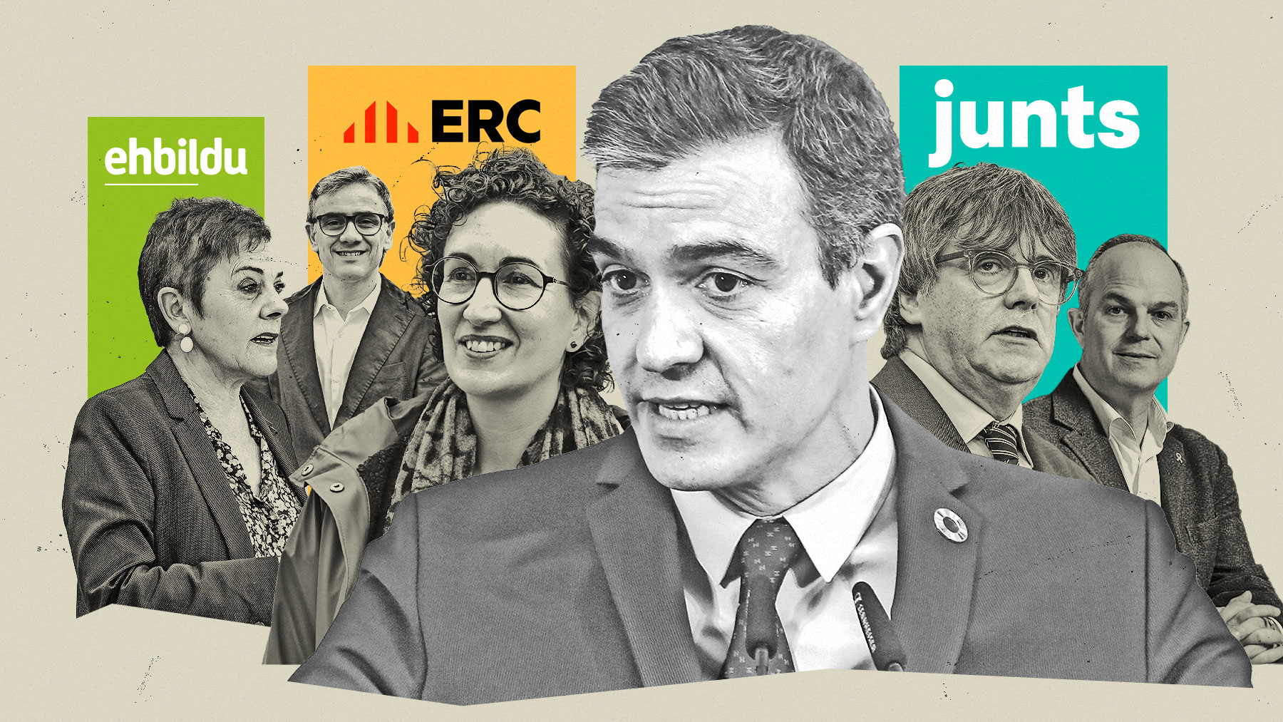 Mertxe Aizpurua, Jospe María Jové, Marta Rovira, Carles Puigdemont y Jordi Turull son algunos de los negociadores que deberán entenderse con Sánchez