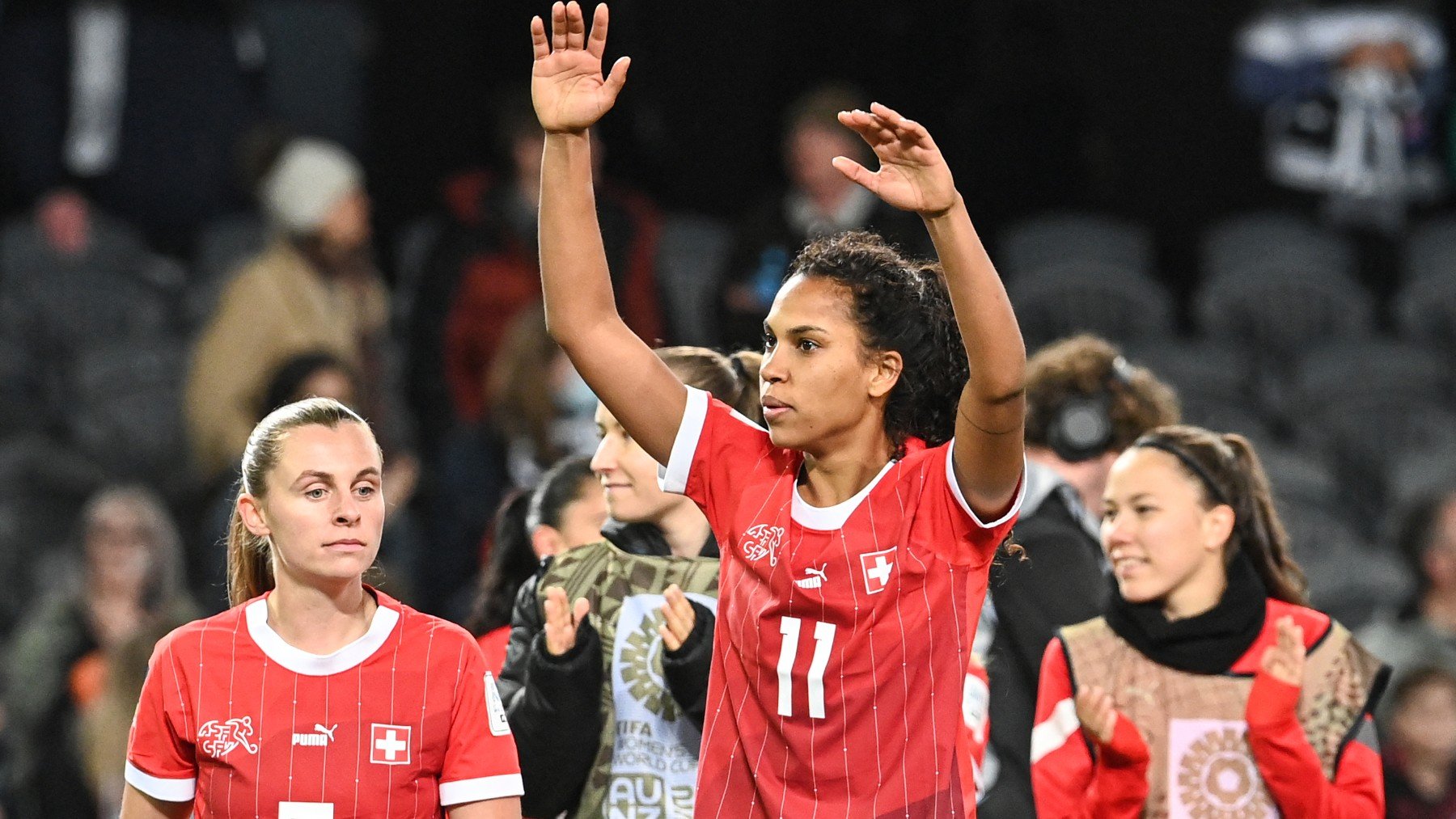 Las jugadoras de Suiza, en el Mundial. (AFP)