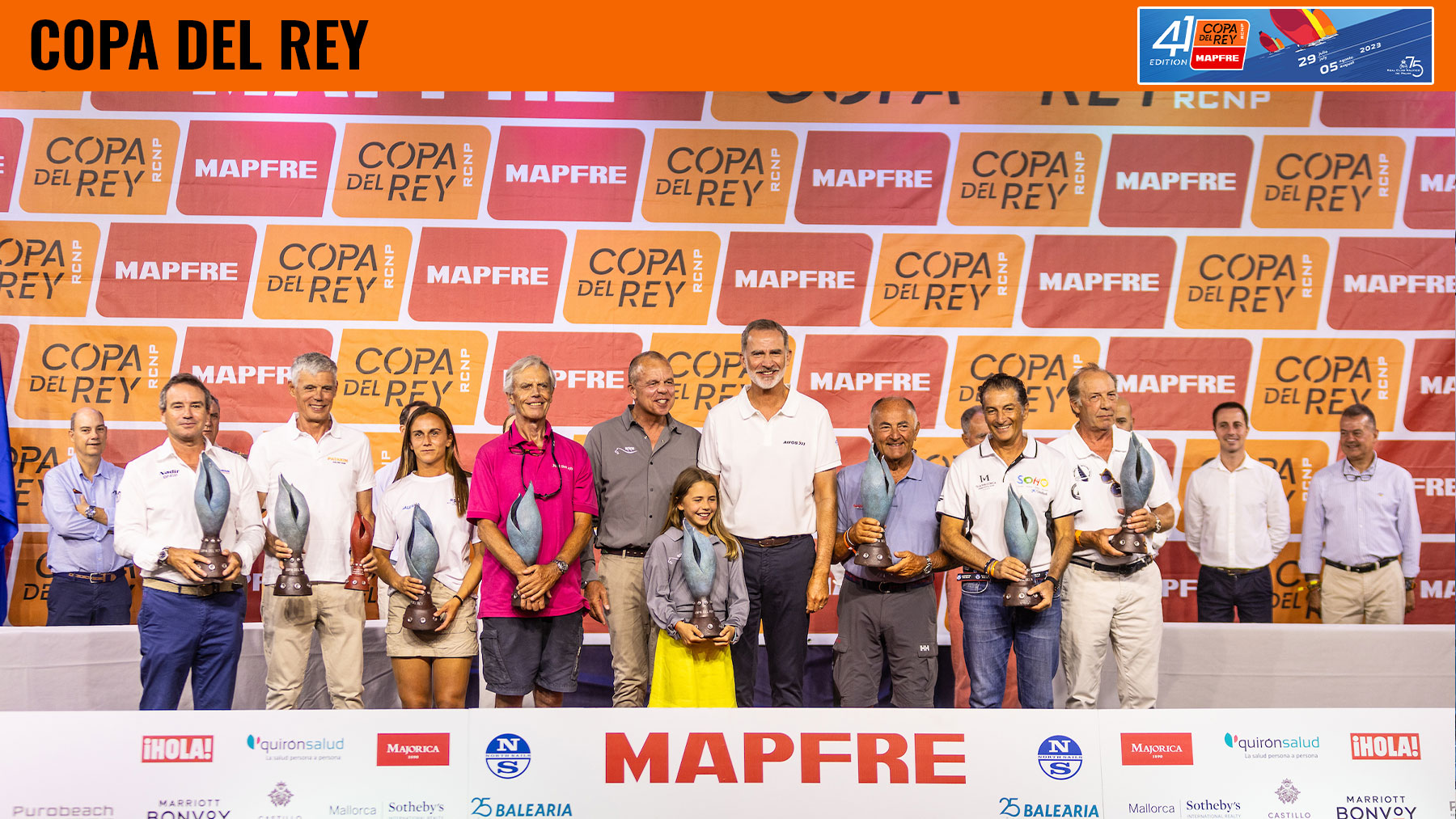 Foto de familia de los vencedores de las ocho categorías. © María Muiña/Copa del Rey MAPFRE