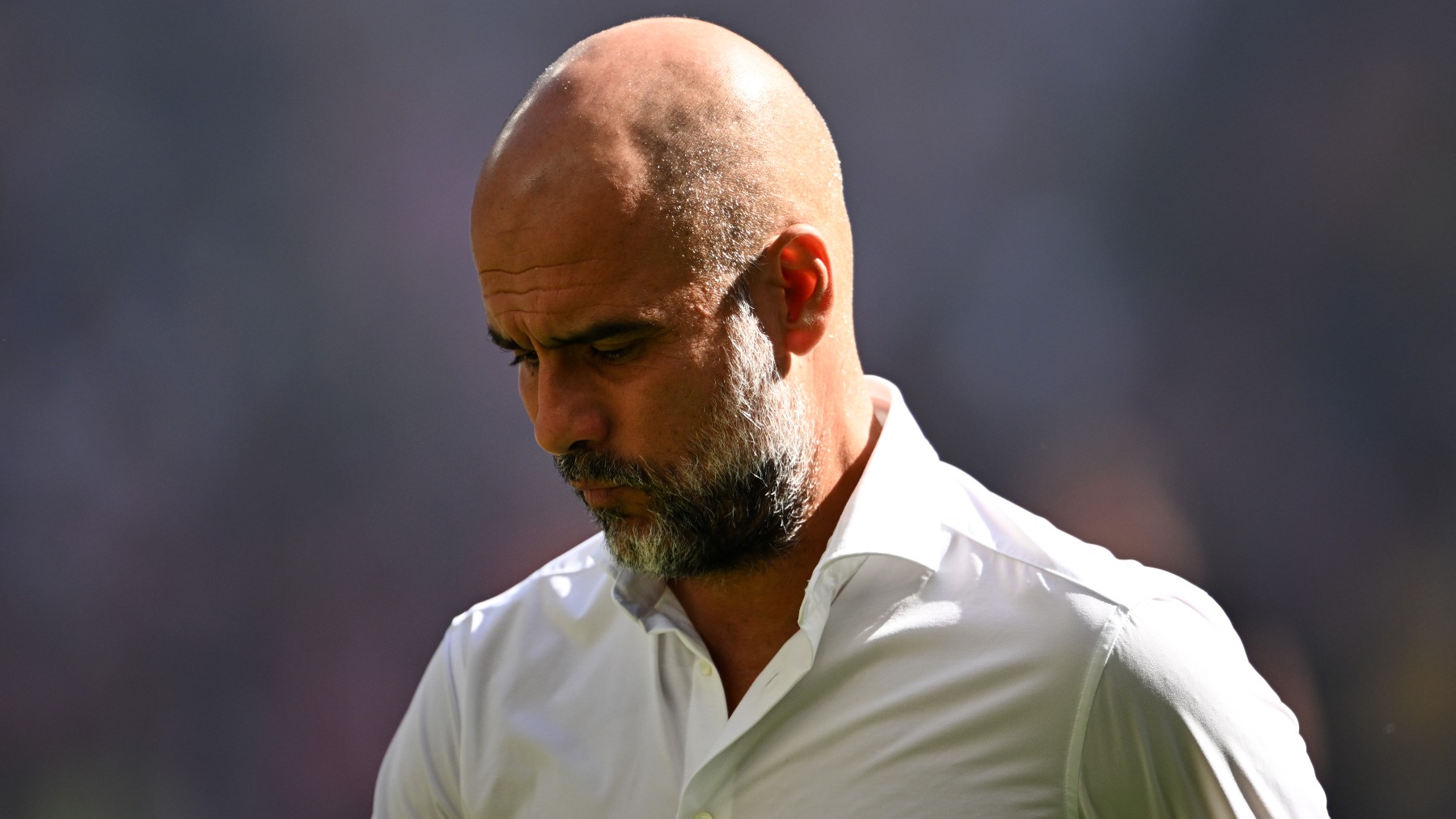 Pep Guardiola, durante el City-Arsenal de la Community Shield. (Getty)