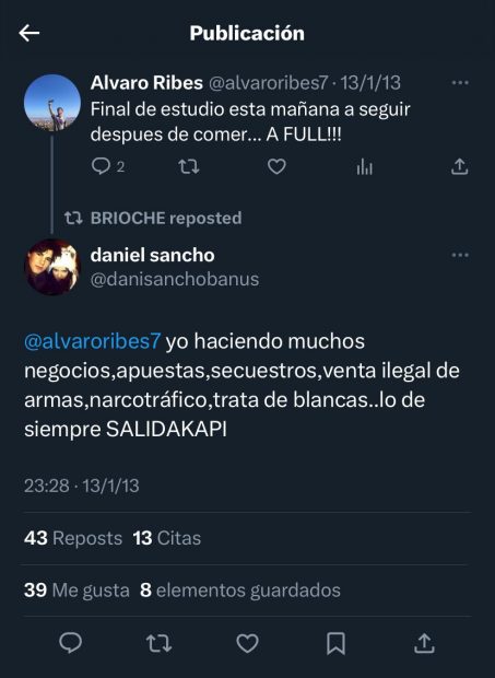 Tweet de Daniel Sancho.