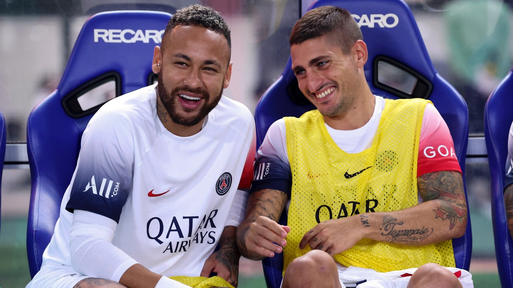 Neymar y Verratti en un amistoso reciente. (AFP)