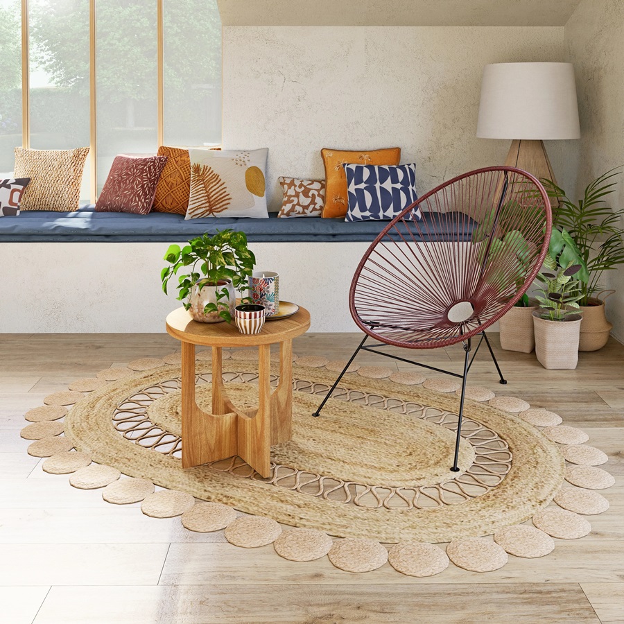 Alfombra Antideslizante Dormitorio Alfombra Redonda Bohemia Othilic 4 Pies - Lavable, Antideslizante Y Con Diseño Floral Alfombra Pelo Bajo Lavable