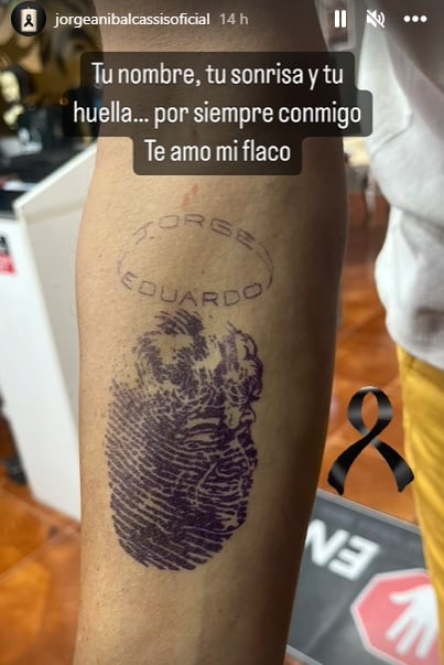 Jorge Anibal Cassis se ha tatuado el nombre de su hijo fallecido en un terrible accidente de tráfico