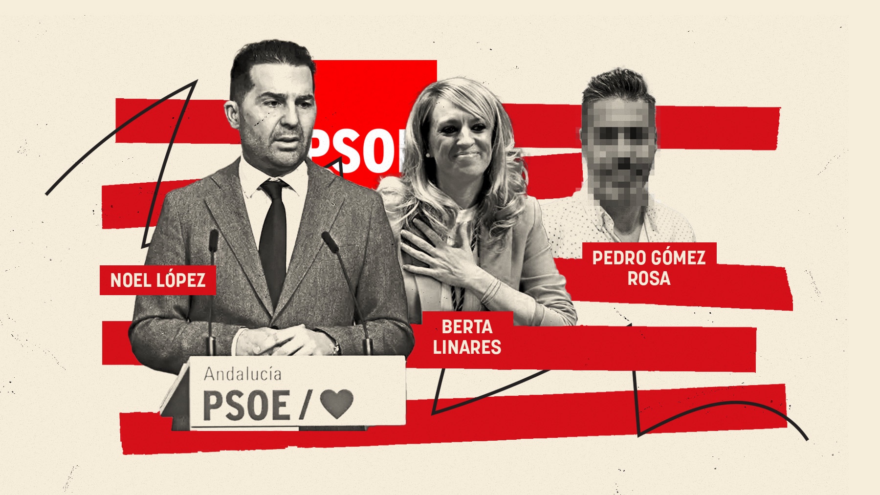 Los implicados en el secuestro de Maracena: Noel López, Berta Linares y Pedro Gómez Rosa, presunto secuestrador.