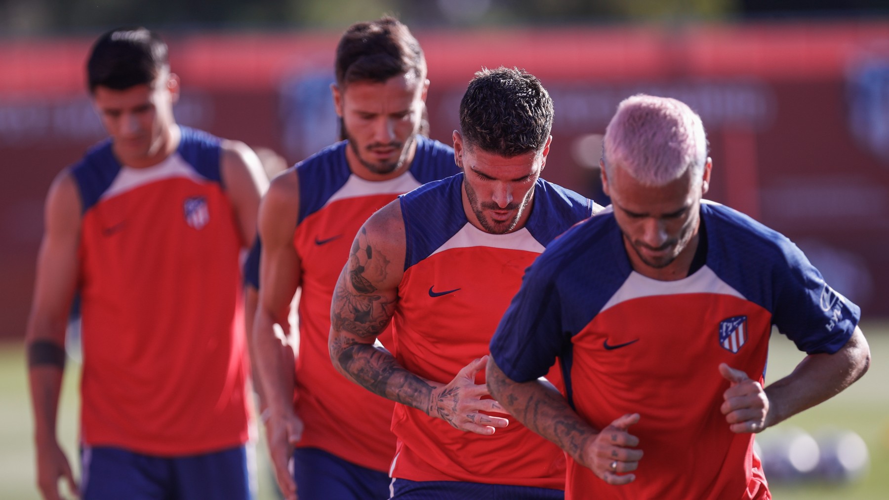 Un momento del entrenamiento de hoy