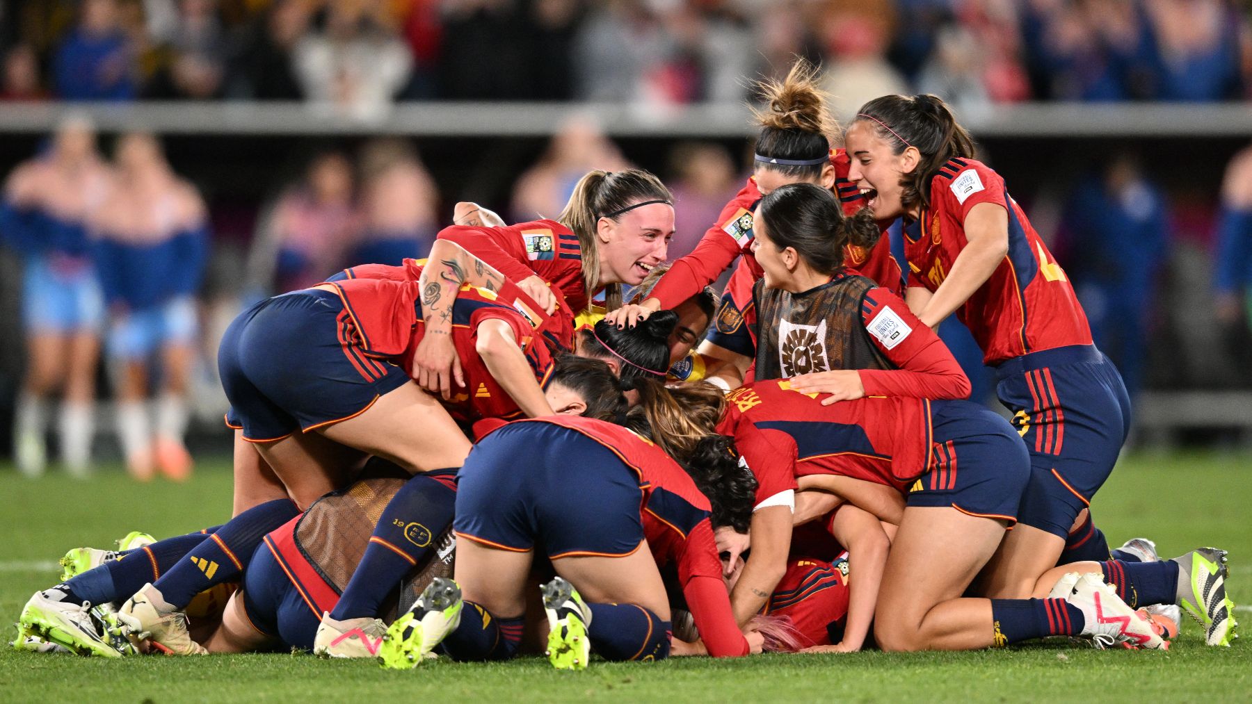 La selección española celebra el Mundial (AFP)