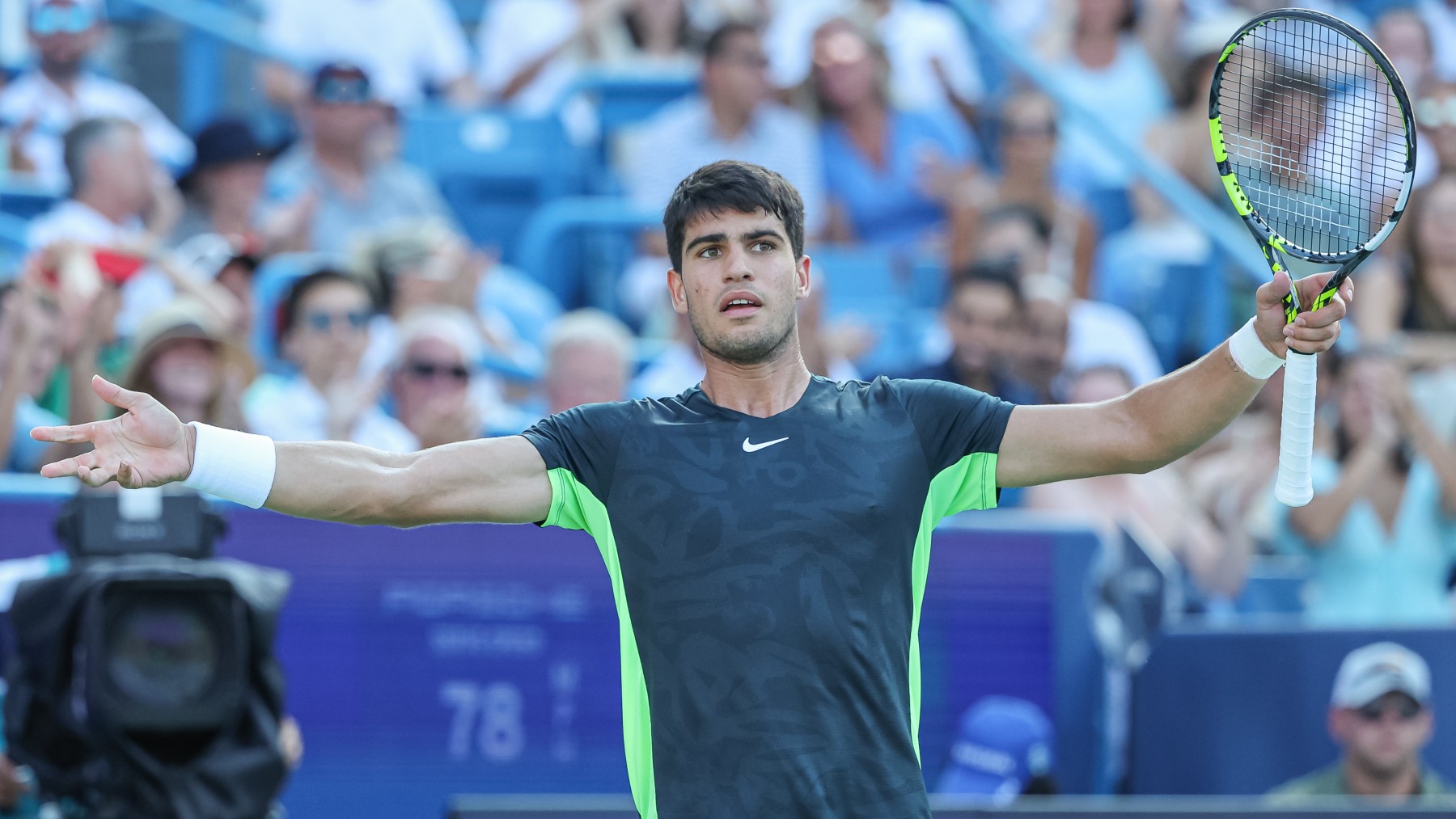 Carlos Alcaraz, en un partido en Cincinnati. (Getty)