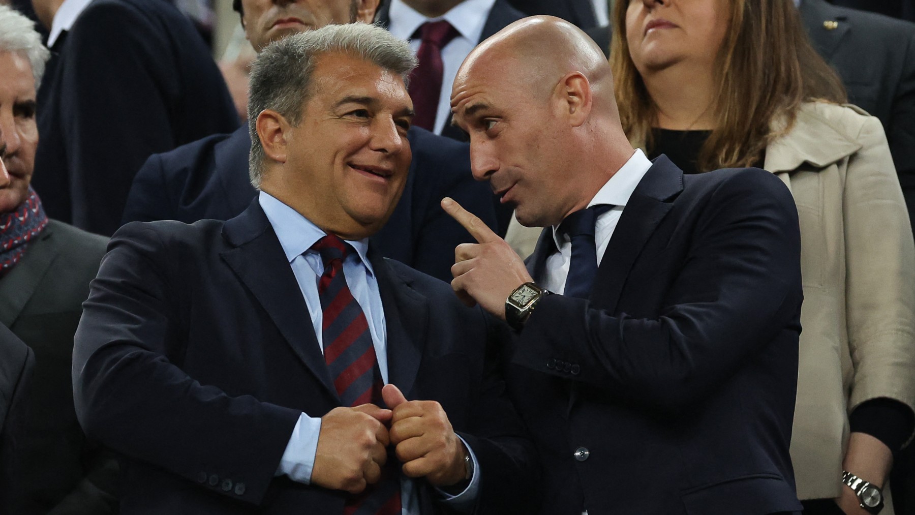 Joan Laporta y Luis Rubiales. (AFP)