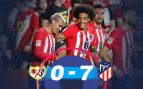 El Atlético se emborracha de goles en Vallecas