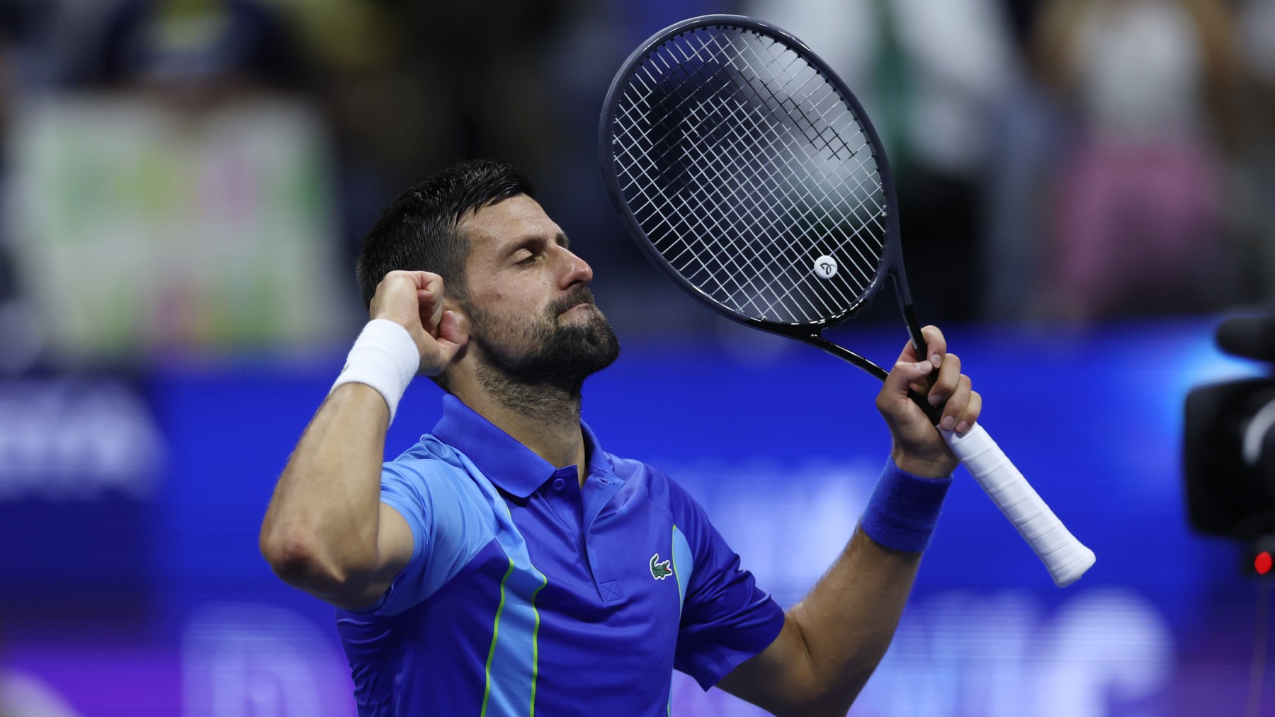 Novak Djokovic celebra su primera victoria en el US Open 2023. (Getty)