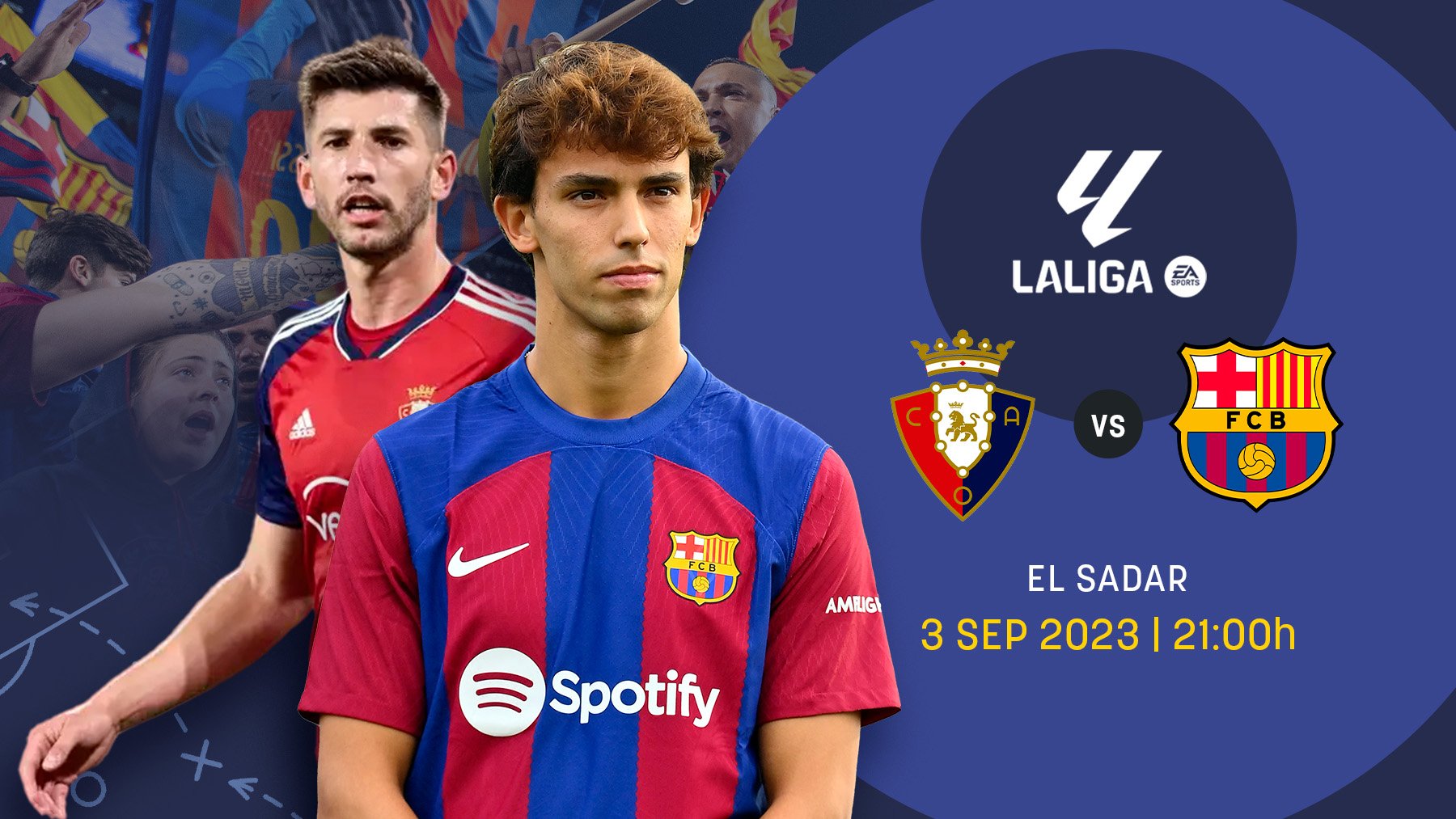 Osasuna y Barcelona se  enfrentan en El Sadar.